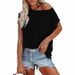 Women’s Batwing Sleeve Top – Off-Shoulder Cotton Blend Tee (7 Colors) | S-5XL | Soft & Breathable_ecoleips.com