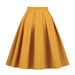 Retro Hepburn Style Pleated Midi Skirt Solid Color A-Line Waist Cinching Wide Hem Versatile Fluffy 50s Women's Bottoms_ecoleips.com