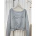 Cotton Sweatshirt With Rhinestone Embellishments, Long-sleeved, For Women, Spring And Autumn Wear, Thin, Loose, Korean_ecoleips.com