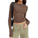 Women's Slim Fit Long Sleeve T-Shirt Casual Solid Color Pullover Top for Spring And Autumn European American Style Street Wear Bottoming Shirt_ecoleips.com
