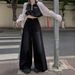 New American-style High-waisted Denim Pants For Women, Designed To Be Slimming Versatile, With Wide Legs And_ecoleips.com