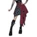 XS25353 Patterned Irregular Plaid Midi Skirt for Women Dark Style Streetwear Mini Skirt Versatile Subculture_ecoleips.com