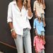 Women's European American Style Casual Long Sleeved Cardigan Regular Fit Multiple Colors Pure Cotton Top Shirt_ecoleips.com