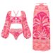 Pink Sweet Girl Long Sleeved Two Piece Swimsuit Set American Style For Women Vacation Sexy Polyester Bikini 2025_ecoleips.com