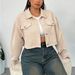 Women's Plus Size Solid Color Polo Collar Coat Slimming Loose Fit Short European American Style Autumn Winter Outerwear_ecoleips.com