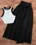 Women's Clothing Printed Sleeveless Top & A-Line Skirt Set – Stylish Office Wear, Polyester Blend_ecoleips.com