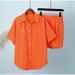 Women's Fashionable Casual Shorts Set European And American Style Spring/Summer Solid Color Sexy Temperament Short Sleeved Top And Bottoms_ecoleips.com