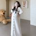 Autumn New Korean Fashion Bow Long Loose Maternity Dress_ecoleips.com