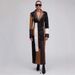 2024 New European And American Cross-Border Patchwork Elegant Retro Fashion Autumn-Winter V-Neck Women's Long Leather_ecoleips.com