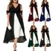 Spring/Summer New Women's V-neck Spliced Fake Two Piece Irregular Mid Sleeve Dress_ecoleips.com