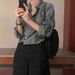 Women's Tencel Long Sleeve Shirt - Korean Loose Fit Blouse With Button Detail, Breathable Rayon Blend Top For Office & Casual_ecoleips.com