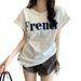 INS Pure Desire Women's T-Shirt Drop Shoulder Short Sleeve Loose Fit Slimming Base Layer Top For Summer Trendy_ecoleips.com