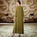 Military-Green Hand-Sewn Chiffon Dress With A Long, Loose Skirt; An Abaya-Style Garment._ecoleips.com