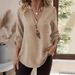 2026 Spring/Summer European And American Cross-Border Trade New Women's Loose Plus-Size V-Neck Solid Color Shirt_ecoleips.com