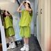 Women's Avocado Green Sporty Fashion Set High End Style Casual Loose Fit Two Piece Set for Couples Short Sleeved Shirt And Shorts_ecoleips.com