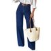 Women's Clothing Women's Retro Minimalist High-Waisted Slimming Straight Leg Casual Jeans No Belt For Formal & Casual For Women_ecoleips.com