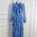 French Court Style Polka Dot Fishtail Wave Skirt Heavy Duty Slimming Ruffle Hem Waist Cinching Scarf Collar Dress For Women_ecoleips.com