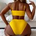 Women's Clothing Solid Color High Waist Bikini Swimsuit For Women Sexy Split European And American Style Belly Covering_ecoleips.com