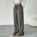 Women's High-Waisted Drawstring Lounge Pants Elastic Waistband Wide Leg Comfortable Casual Trousers_ecoleips.com