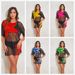 Women's Clothing Bikini Three Piece Swimsuit Sun Protection Mesh Cover Up Printed Beach Vacation Swimwear_ecoleips.com