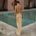 Elegant Round Neck Bodycon Midi Dress - Asymmetric Back Detail Stretchy Clubwear For Women Second Skin Comfort_ecoleips.com