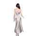 Sexy Elegant Fashion 2025 Summer New Design Silver Satin Top And Skirt Two-Piece Set For Women_ecoleips.com