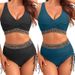 Women's Clothing Sexy Two-Piece Beautiful Bikini Set – Peacock Blue & Black Swimwear For Beach & Pool (S-XXL)_ecoleips.com