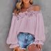 2024 Early Spring Hot-Selling New Elegant Style Casual Ruffled Off-Shoulder Long-Sleeve Shirt For Women_ecoleips.com