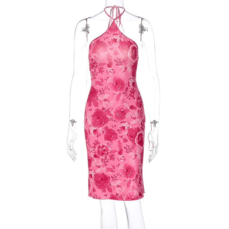 2026 Summer Hot New Women's Halter Neck Strapless Fashion Printed Dress Wholesale_ecoleips.com