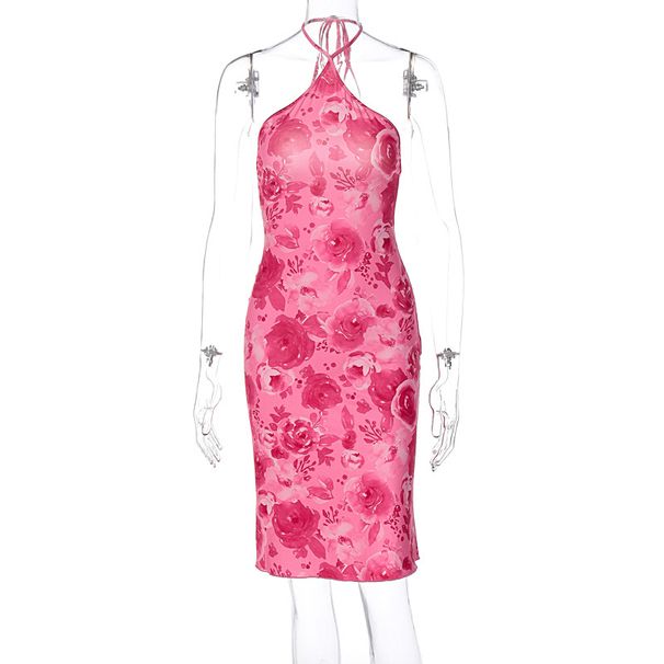 2026 Summer Hot New Women's Halter Neck Strapless Fashion Printed Dress Wholesale_ecoleips.com