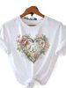 European And American Cross-border Foreign Trade Women's Clothing, Simple Heart-printed Round-neck Short-sleeve T-shirt_ecoleips.com