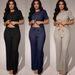 Women's 2-Piece Waffle Knit Lounge Set Short Sleeve Top And Pants Comfort Casual Outfit Versatile Day-To-Night Wear_ecoleips.com