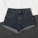 High Waist Rolled Hem Denim Shorts Women Loose Fit Black Gray Wide Leg Summer Shorts_ecoleips.com