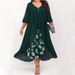 plus Size Women's Chiffon Patchwork Faux Two-Piece Dress Irregular Mid-Sleeve New Cross Border Independent Website 2023 Q228_ecoleips.com