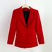 Women's clothing Suit Pants Irregular Lapel Simple Black Red Jacket + Pants_ecoleips.com