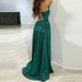 Women Elegant Off Shoulder Hollow Long Dress 2026 Fashion Split Shinny Solid Party Dress Sexy Bandage Sleeveless Suspender Dress_ecoleips.com