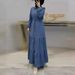 Women's Clothing New Women's Blue Stitching Long Skirt Fashionable And Elegant Denim Dress_ecoleips.com