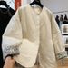 girl Autumn Winter Unique New Retro Stylish Round Neck Jacket Loose Lazy Casual Relaxed Cotton Coat_ecoleips.com