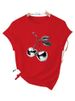 European And American Cross-border Foreign Trade Clothing, Cherry Pattern Round-neck Printed Women's Short-sleeve_ecoleips.com