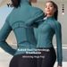 Women's Slim Fit Turtleneck Sports Jacket Ribbed Thickened Gym Wear Yoga Top With Finger Cots Nude Feel Outdoor Autumn Winter_ecoleips.com