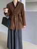 Jiangzuo Berlin Winter 30% Wool Blazer Woolen Women's Padded Thickened Atmosphere Tie Top 1239_ecoleips.com