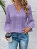 Verve 2025 Autumn Long Sleeve V-neck Lace Patchwork Hollow Out Women's Shirt_ecoleips.com