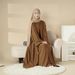 NISA2025 Dubai Turkey Plain Linen Abaya Long Dress Three-Piece Set MOA016_ecoleips.com
