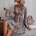 European And American Cross-border 2026 Spring New Elegant Women's Floral Print V-neck Bell-sleeve Dress_ecoleips.com