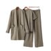 Women's Knitted Three Piece Set mid Length Cardigan Short Sleeved Top Wide Leg Pants Autumn Winter Cross Border Foreign Trade_ecoleips.com