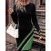 Women's Clothing Autumn And Winter Fashion Temperament Elegant Contrast Color Plaid Dress_ecoleips.com