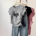 Women's Oversized Shoulder Short Sleeve T-Shirt Summer Design Niche Style Hot Girl Top_ecoleips.com