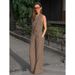 Commuter Fashion Khaki Vest Trousers Two-Piece Autumn Design Suit Women_ecoleips.com