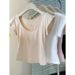 Korean Sweet Spice Girl U-Neck Versatile Short Sleeve T-Shirt Women's Summer Slim Skinny Lazy Short Shoulder Top_ecoleips.com