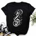 Wish Cross-border Clothing New Large Size Short-sleeve Women's T-shirt With Musical Notes_ecoleips.com
